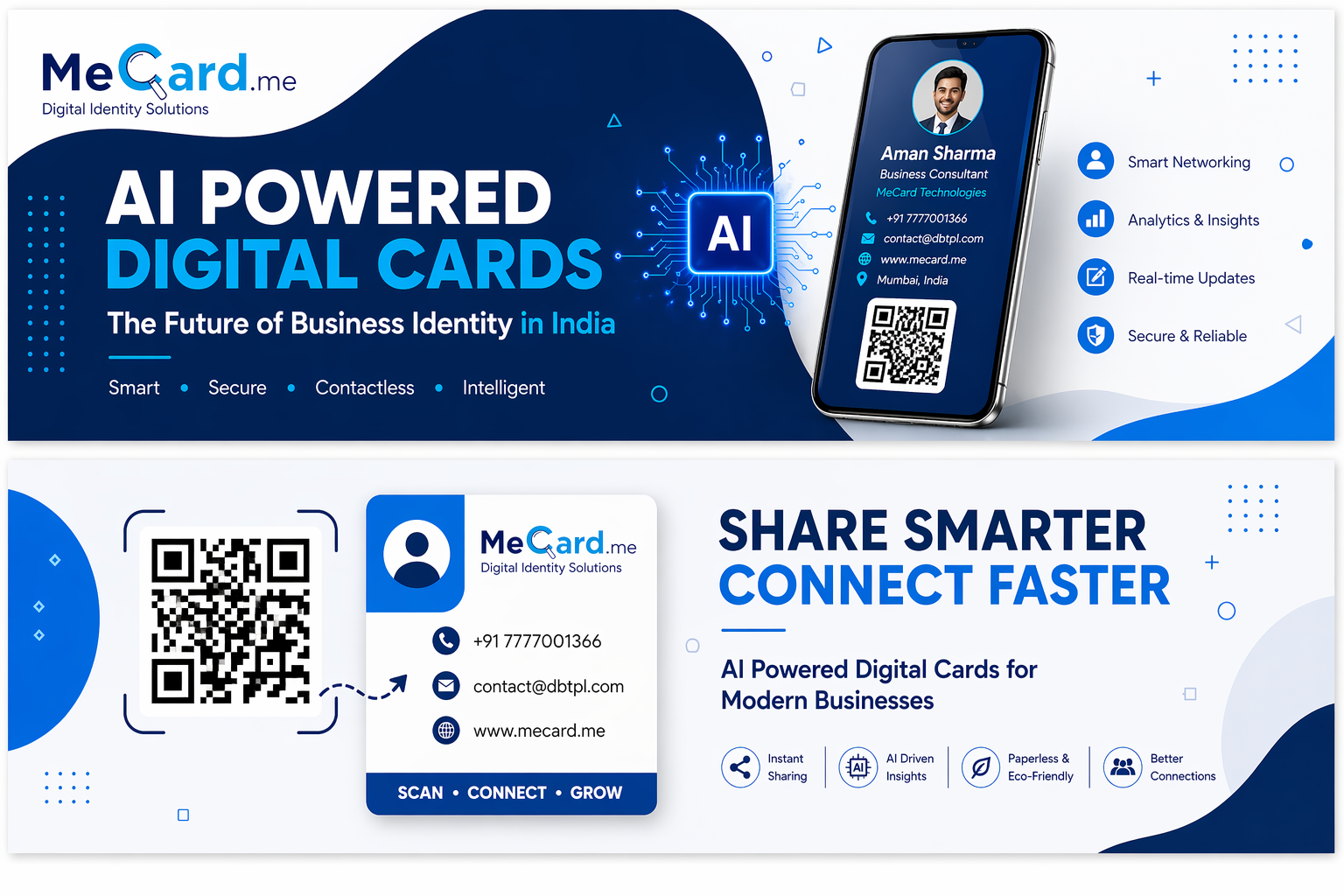 AI powered digital business card and QR identity solution by MeCard India